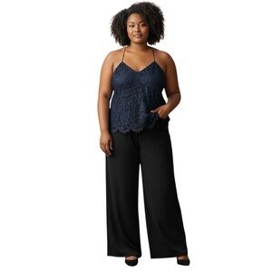 J. Crew Navy Blue Lace Overlay Cami Blouse Top